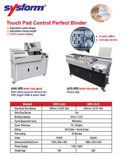 Touch Pad Control Perfect Binder